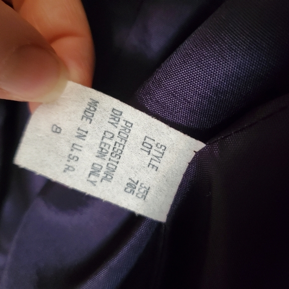 Size 8 Medium Vintage Wool Tweed Dumas Navy & Cream Blazer - Picture 5 of 8